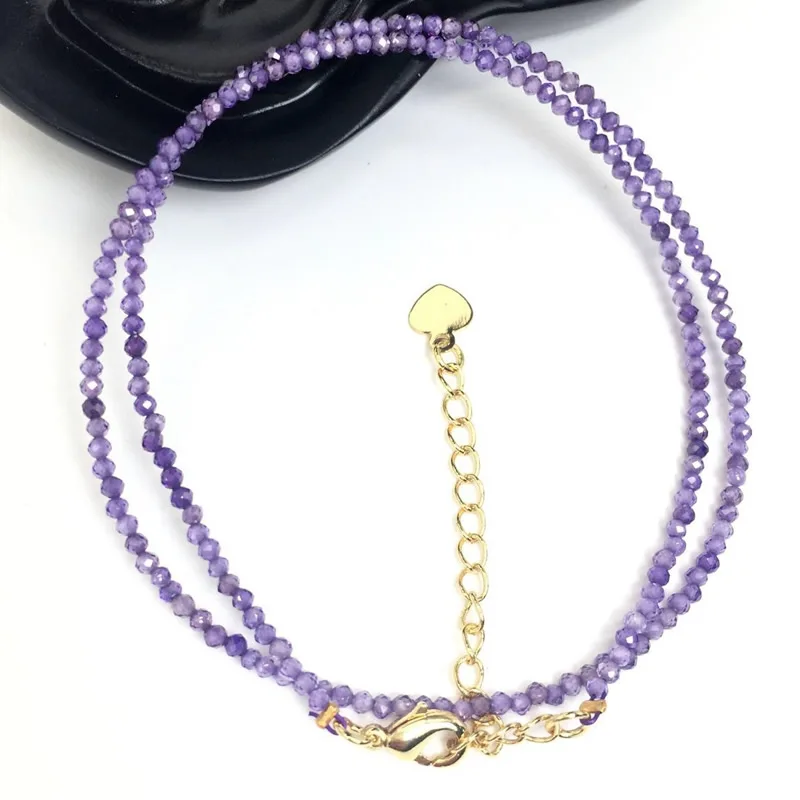 Natürliche Stein Perlen Halsketten 2MM Kleine Größe Facettierte Runde Quarts Turmalin Mini Perlen Halsketten Für Frauen Schmuck Geschenke – Detail 12