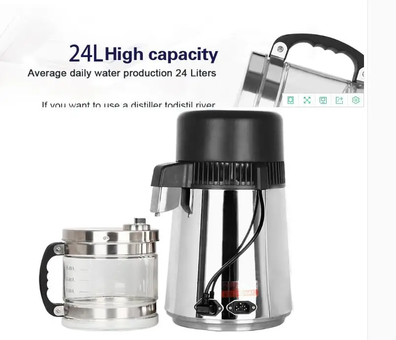 Household 4L Distilled Water Machine Distilled Water Purifier Stainless Steel Filter Dental Distillation Purifier 750W