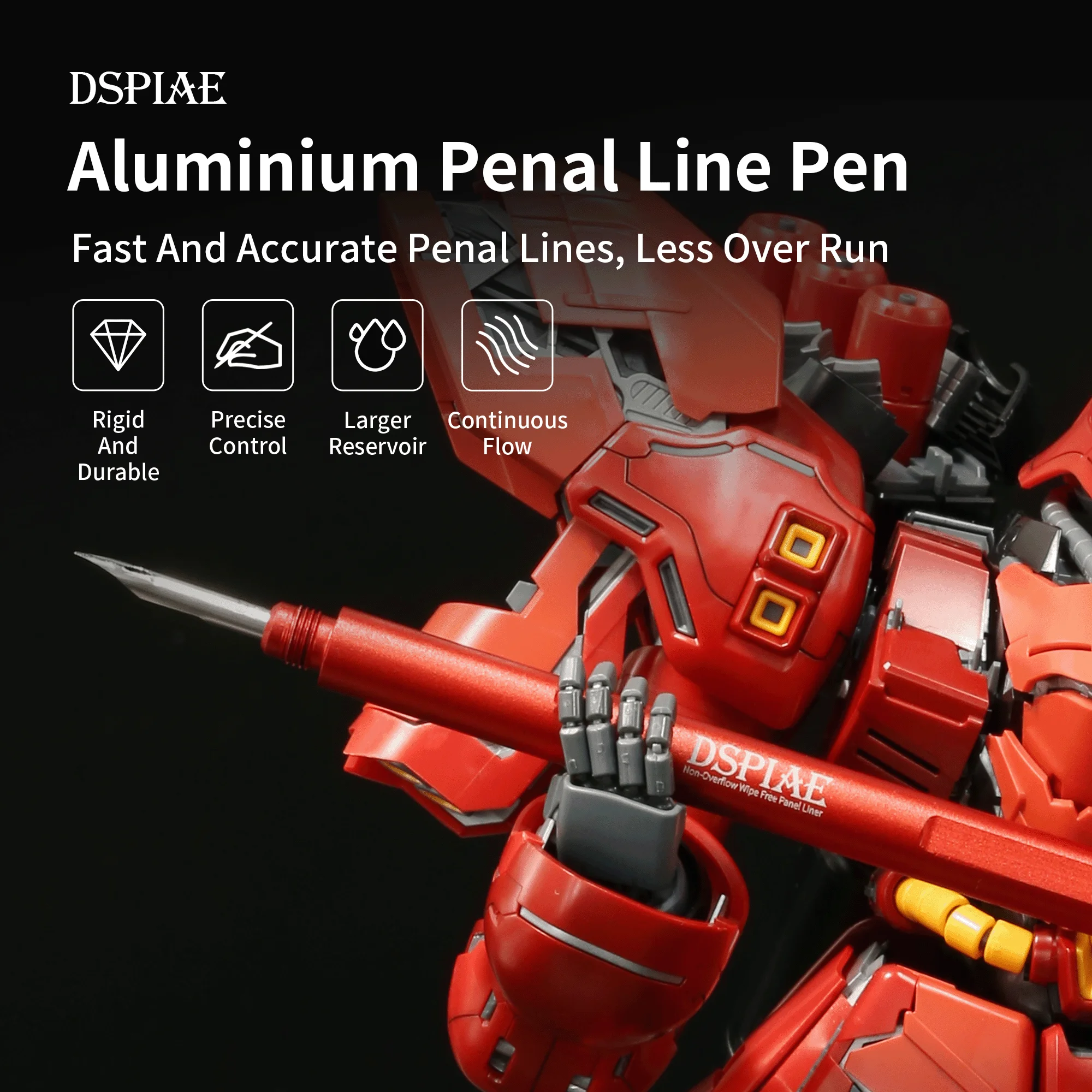 DSPIAE AT-PL Model Seepage Line Pen Non-Slip Metal Handle Mecha Coloring Tool Penetrating Pen