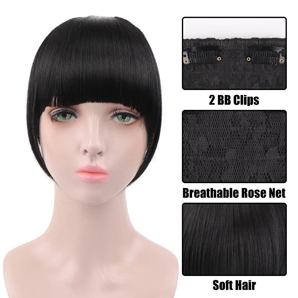 Buqi Fake Bangs False Fringe Clip on Fringe Bangs Black Brown Blonde For adult Women Hair Accessories