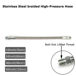 New Stainless Steel braided High-Pressure Hose Line Charging Hose 1/8NPT Thread 10-24-36-50Inch For Air Tool Paintball PCP