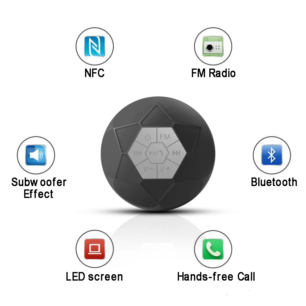 Portable Bluetooth Speaker, Waterproof IPX4 + FM Radio, Loud HD Sound, Shower Speaker Compatible With All Cell Phones, Black
