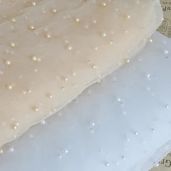 Multicolor Nail Pearl Fabric Dress Net Yarn Jewelry Soft Cloth Dress Tulle Fabric Beaded Mesh Lace Fabric