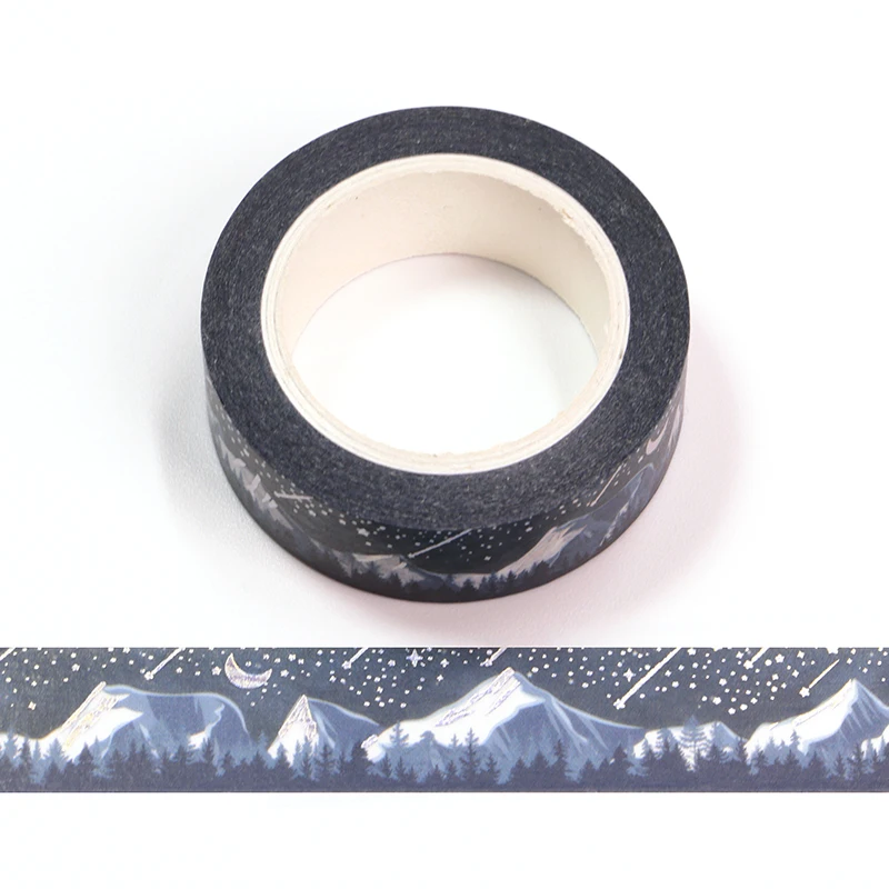 NEW 1PC 15MM*10m Silver Foil Blue Snow Mountains  Washi Tape Scrapbooking Masking Tape Office Adhesive Kawaii Stationery