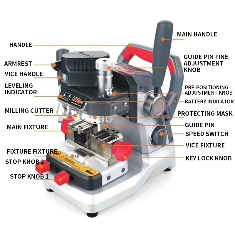 XP-007 key machine flat milling, end milling, external milling and internal milling, manual key machine, multifunction machine