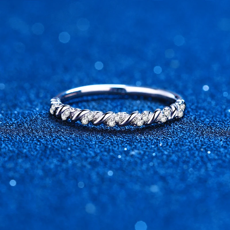 Cincin Keabadian Nyata Moissan - Moissanite Eternity Band Ring Stackable ulasan dan harga