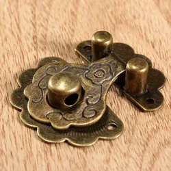 Candado de bronce antiguo para joyería, caja de madera decorativa, Retro, pestillo de maleta, gancho con tornillos, Hardware Vintage, 40x36mm