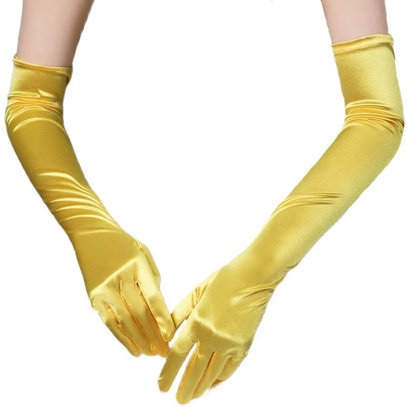 55cm Long Section Satin High Elasticity Solid Halloween Sexy Pole Dance Evening Dress Etiquette Accessories Drive Cosplay Gloves