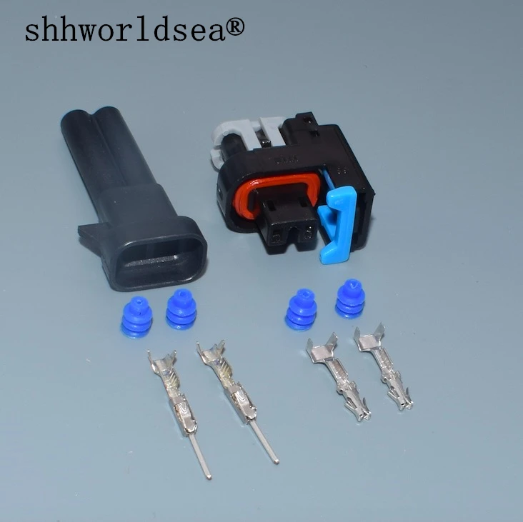 shhworldsea 0.6mm 2 Pin/Way EV6 Injector Auto Connector Automotive Plug Socket With Wire Pigtail For Sail Excelle SGM