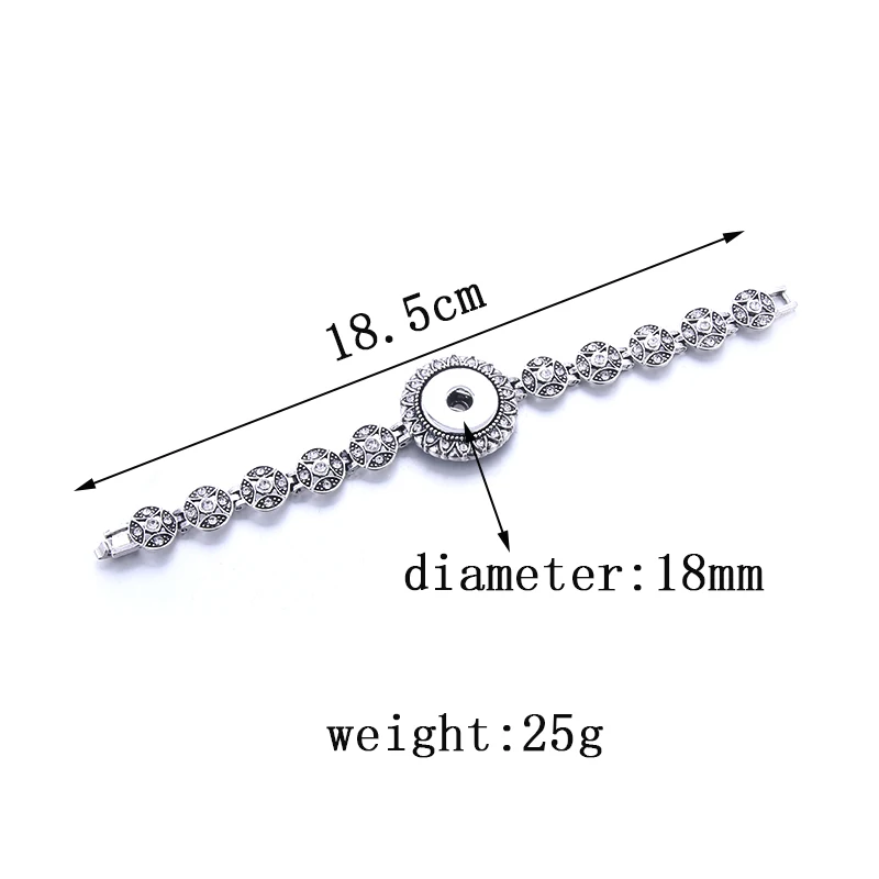 High Quality Crystal Snap Jewelry 18mm Snap Button Bracelet for Women Men Fit Snap Button Jewelry Button Bracelet Bangle