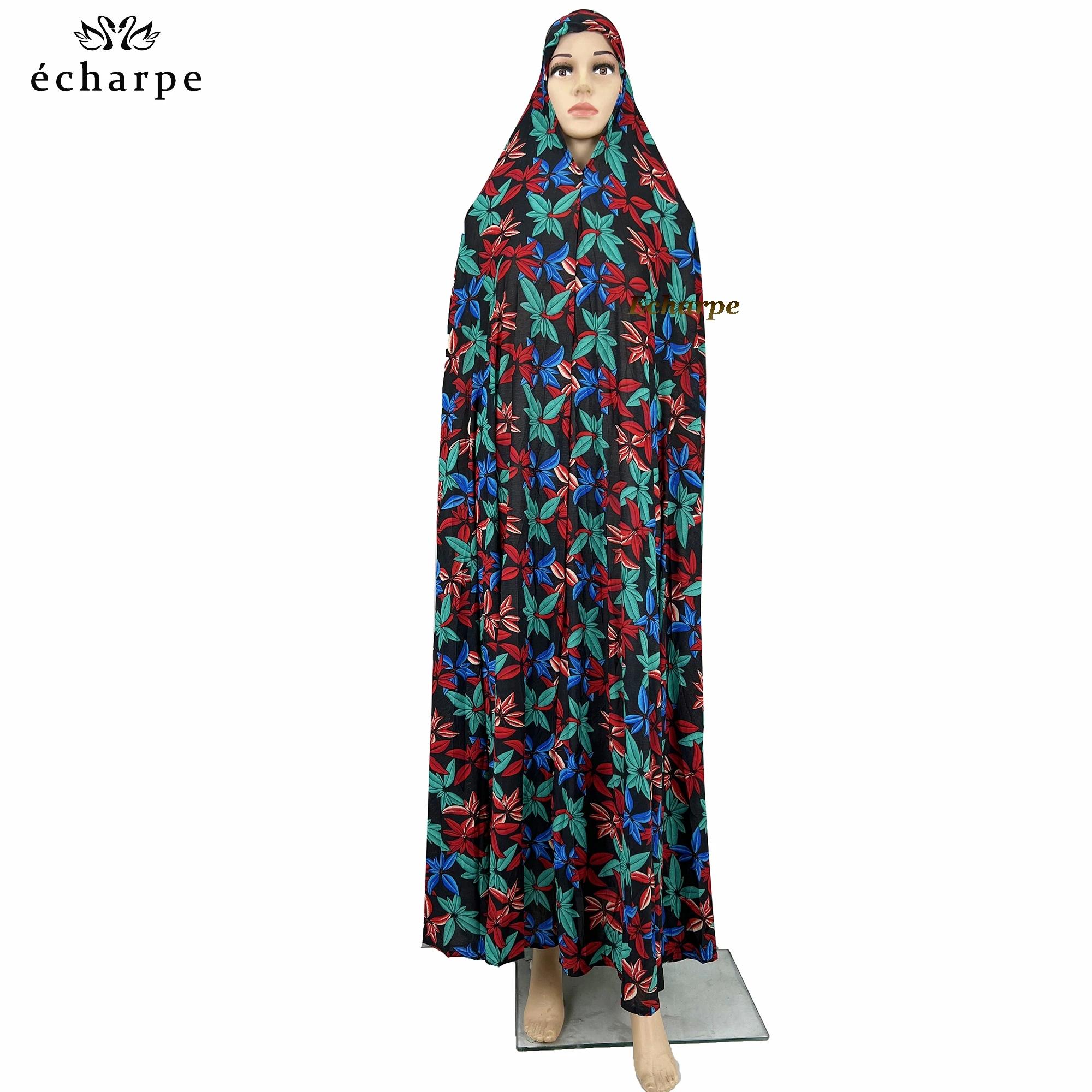 Sleeveless Pullover Dress 1 Piece Set Women Prayer Garment Dubai Abaya Arab Jibab Flowers Djellaba Femmel Khimar Caftan Clothes