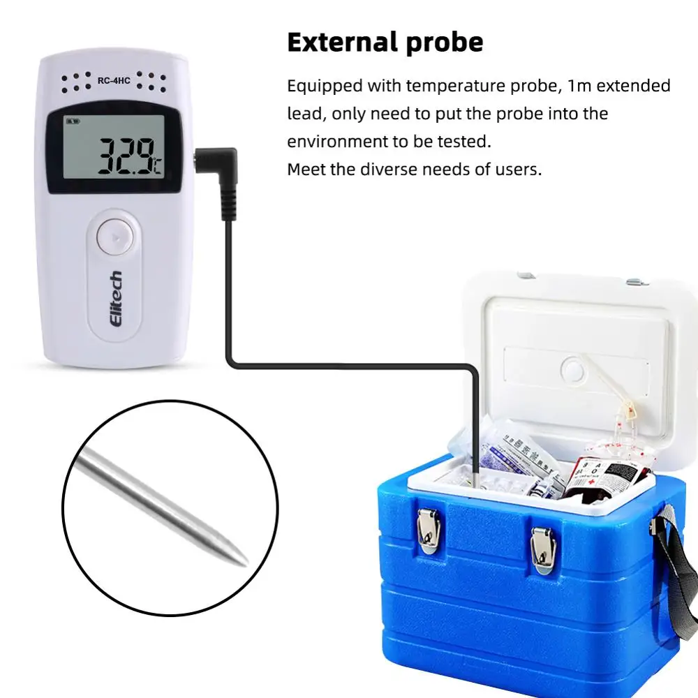 Registrador de datos de humedad y temperatura Digital USB, RC-4HC, grabadora de temperatura de alta precisión con Sensor NTC incorporado, 10 unids/lote