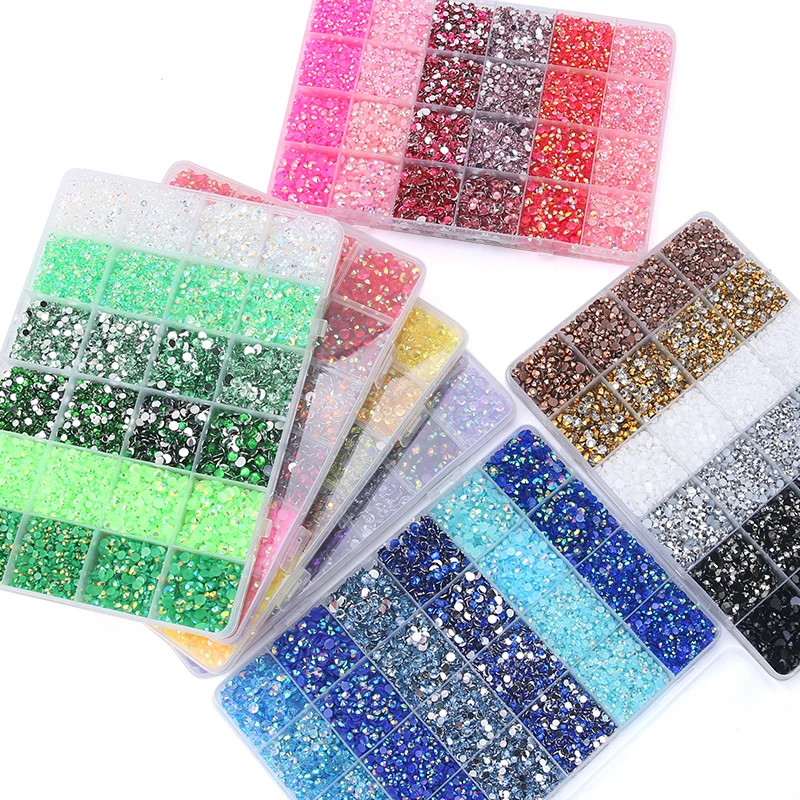 3mm-5mm Jelly AB Resin 18800pcs Non Hot Fix Rhinestones 3D Flatback Glitters Stone Crystals Strass for DIY Decoration Crafts