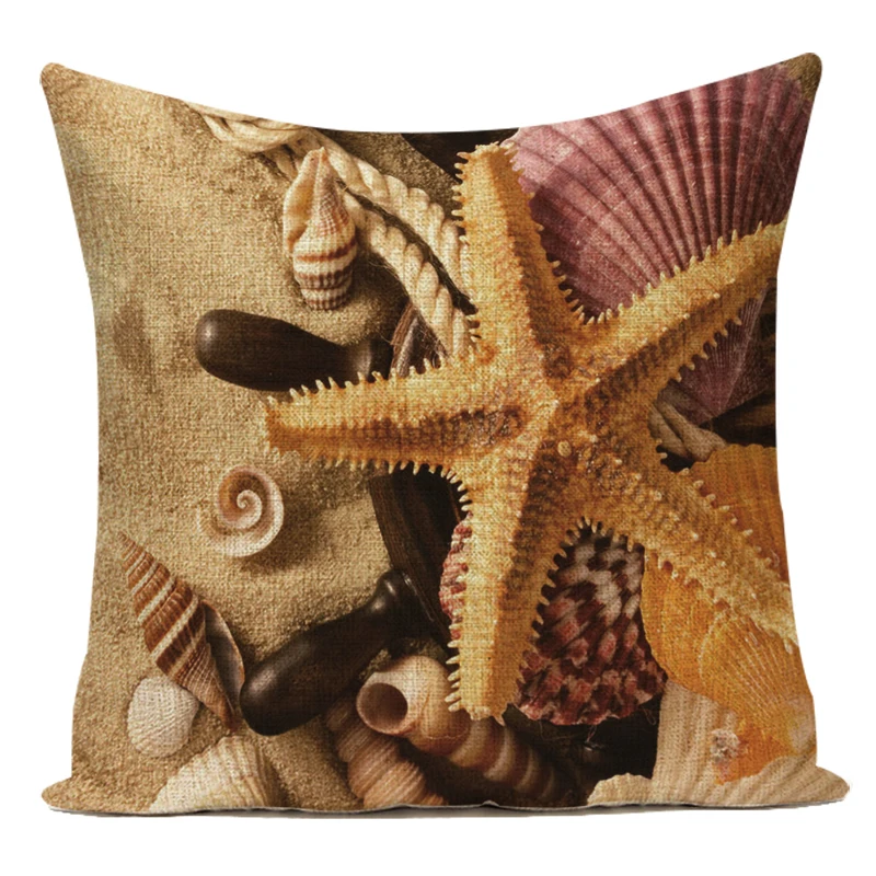 Mediterranean Ocean Shell Starfish Cushion Cover Home Decor Sea Beach Style Pillow Cases Bedroom Sofa Pillow Cover