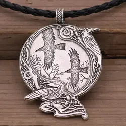 Viking Celts Crow Valknut Pagan Amulet Necklace Norse Viking Mythology Jewelry Odin's Ravens Pendant Bird Talisman Necklace