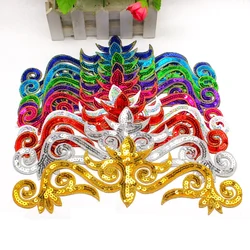 1 Piece Sequined Flower Appliques Iron On Gold Embroidery Patches Cosplay Trims Hair Accessory 30*10cm