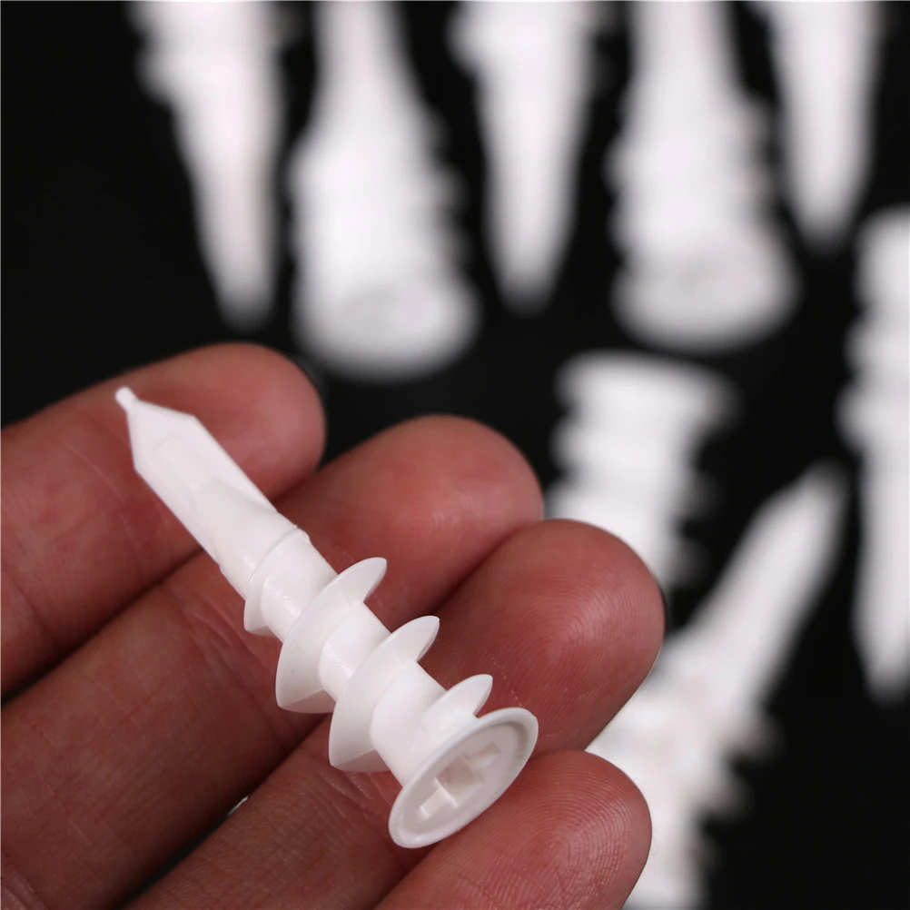 10Pcs Wholesale White Plastic Self Drilling Threaded Drywall Plastic Anchors for M4-M5 Screws