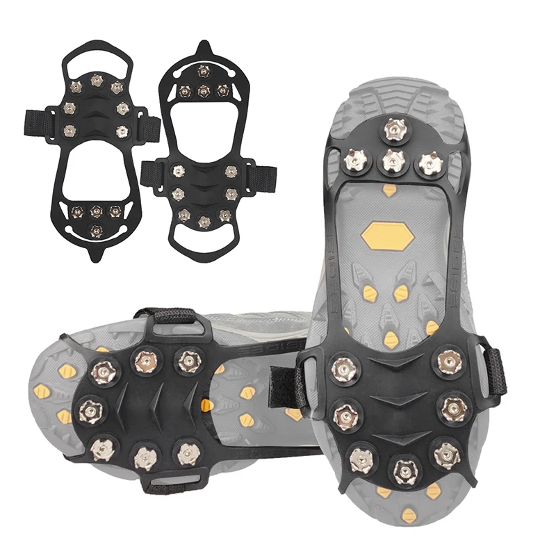 1 Pair 11 Studs Anti-Skid Snow Ice Climbing Shoe Spikes Ice Grips Cleats Crampons Winter Climbing Anti Slip Shoes Cover