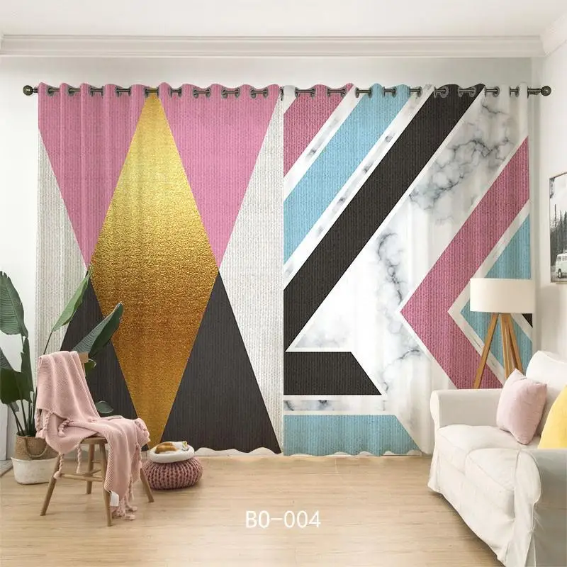 

Nordic Cartoon Voile Curtains for Living Room Bedroom Floral Geometric Pattern and Flamingo 3D Printed Window Drapes Cortinas