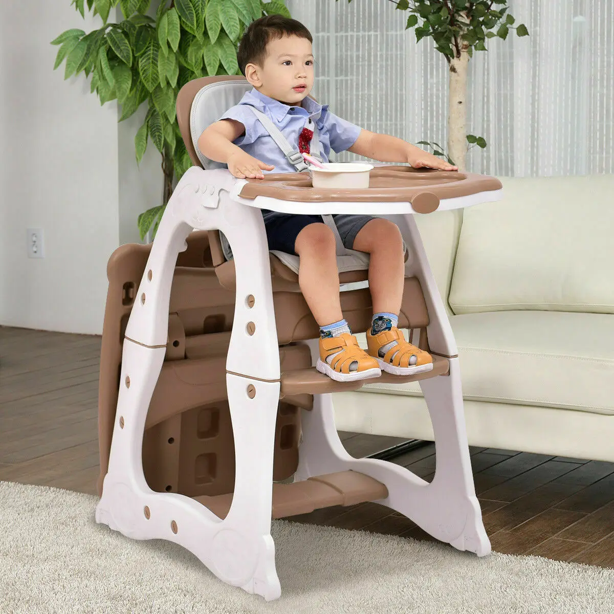 Babyjoy-silla alta 3 en 1 para bebé, asiento Convertible para mesa de juego, bandeja de alimentación para niños pequeños