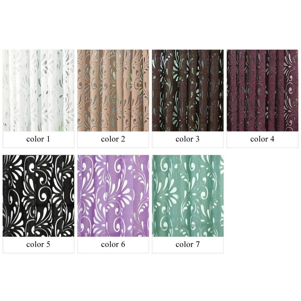 Hot Sale Tulle Sheer Curtains Jacquard Craft Polyester Fabrics For Window Modern Living Room Treatment Black White