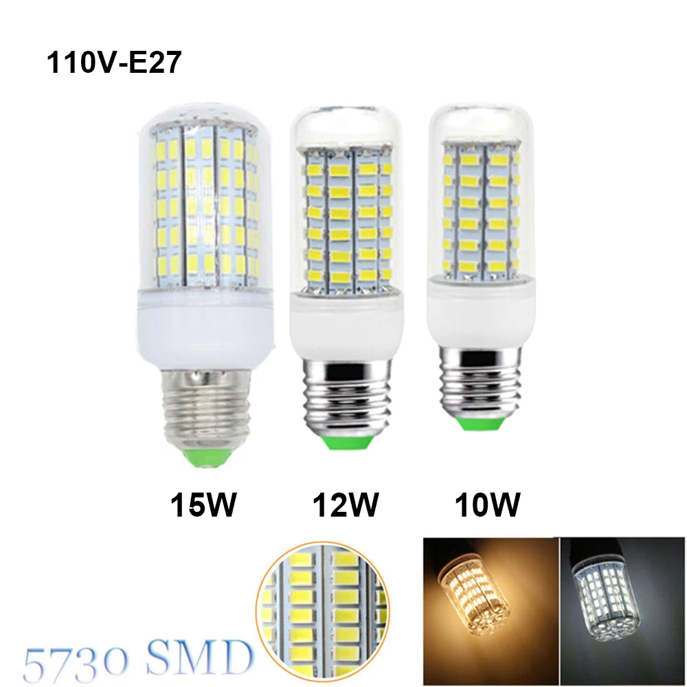 

110V E27 LED Corn Light 5730 SMD Led Candle Light Bulb E27 Corn Lamp Led 10/12/15W Led Energy Saving Light for Home