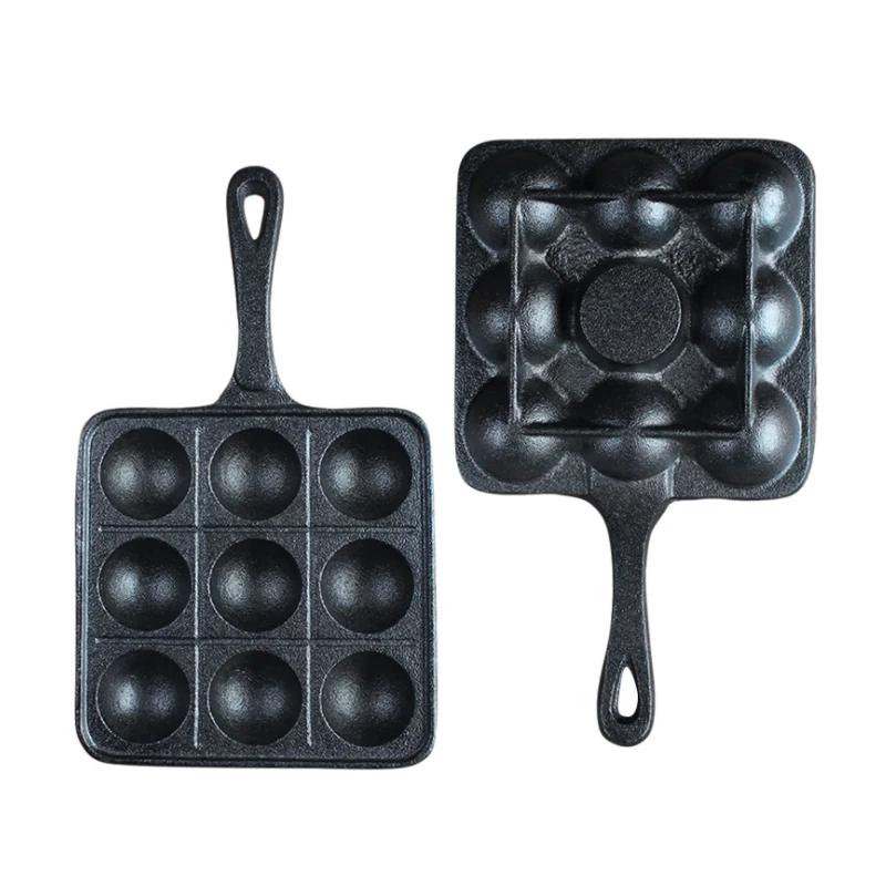 9 Holes Cast Iron Pot Takoyaki Pan Uncoated Takoyaki Pot Meatball Mould Cake Mould Egg Dumpling Frying Pan