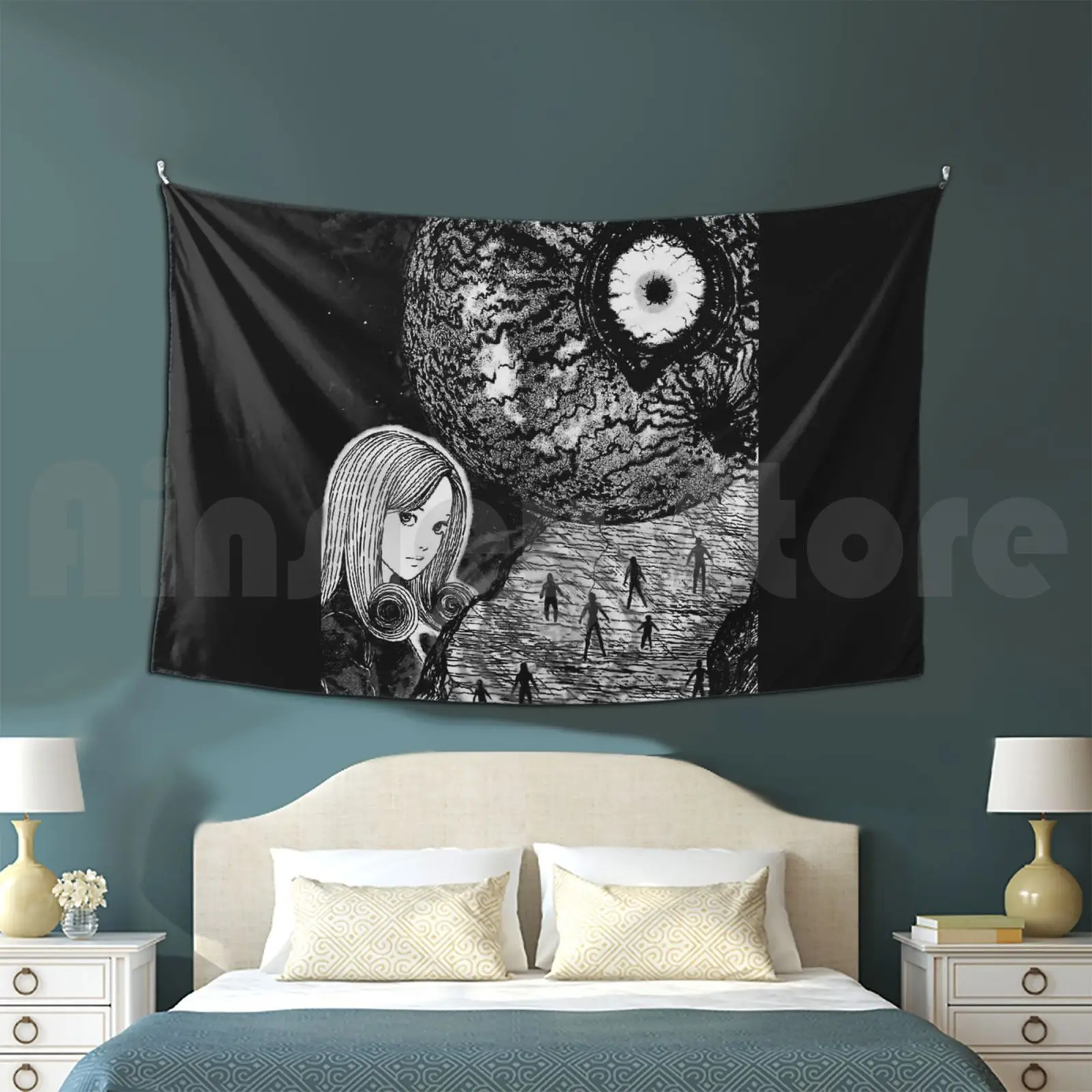 Junji Ito's Iconic Works Tapestry Living Room Bedroom Uzamaki Junji Ito Hellstar Remina The Enigma Of The