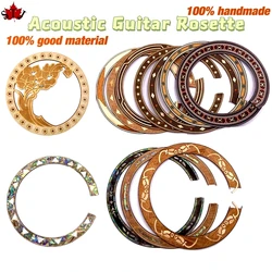 2pcs Classic Acoustic Guitar Rosette rosewood Circle Sound Hole Rosette Inlay Decal Sticker，Acoustic Guitars Guitarra Parts