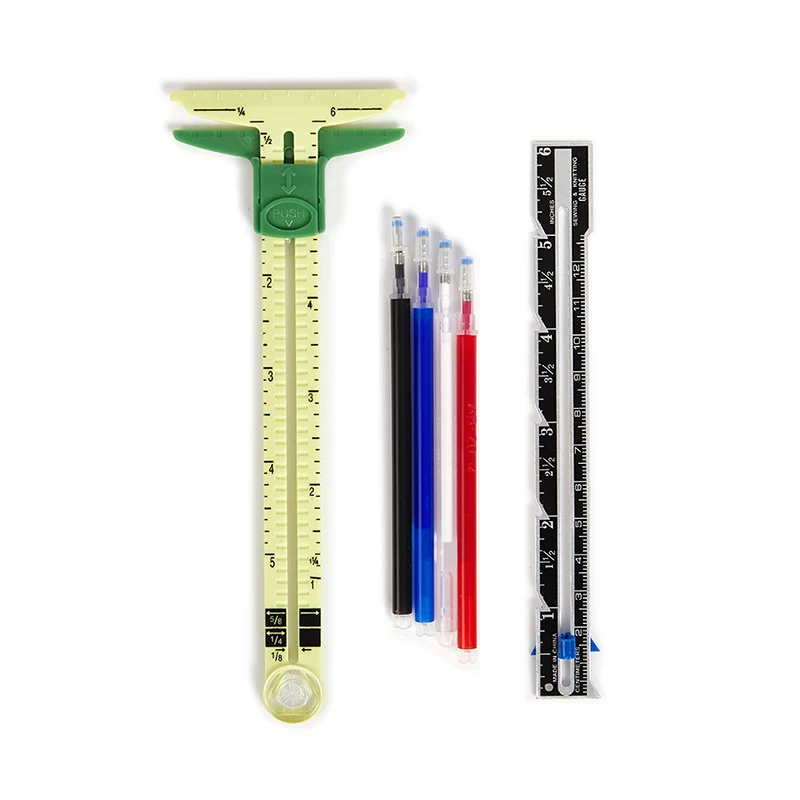 6pcs/Set Sewing Seam Ruler Measuring Gauge Patchwork Quilting Tailor Ruler Sizer Helper Aluminum Plastic Sliding Gauge 4 refills