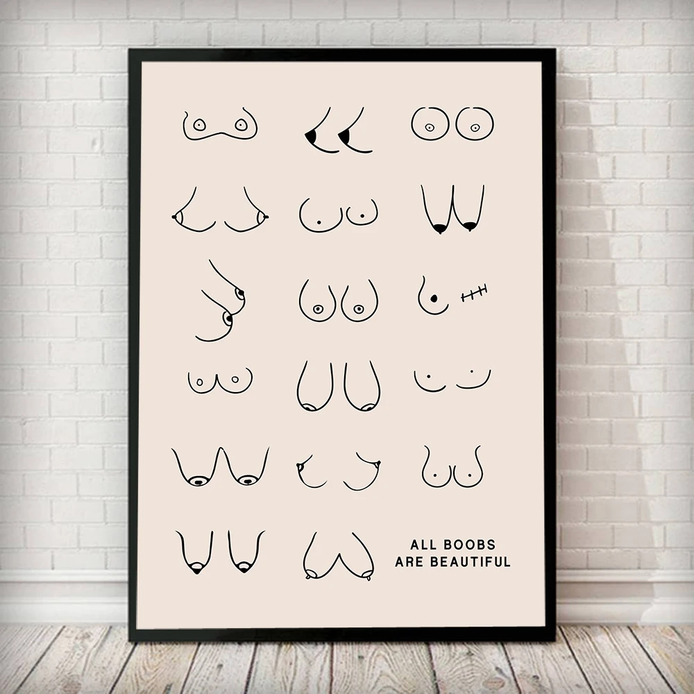 Funny Bathroom Sign Canvas Prints and Posters Cute Sexy Chest Collage Men's Bathroom Art Painting Mural Toilet WC Decoration