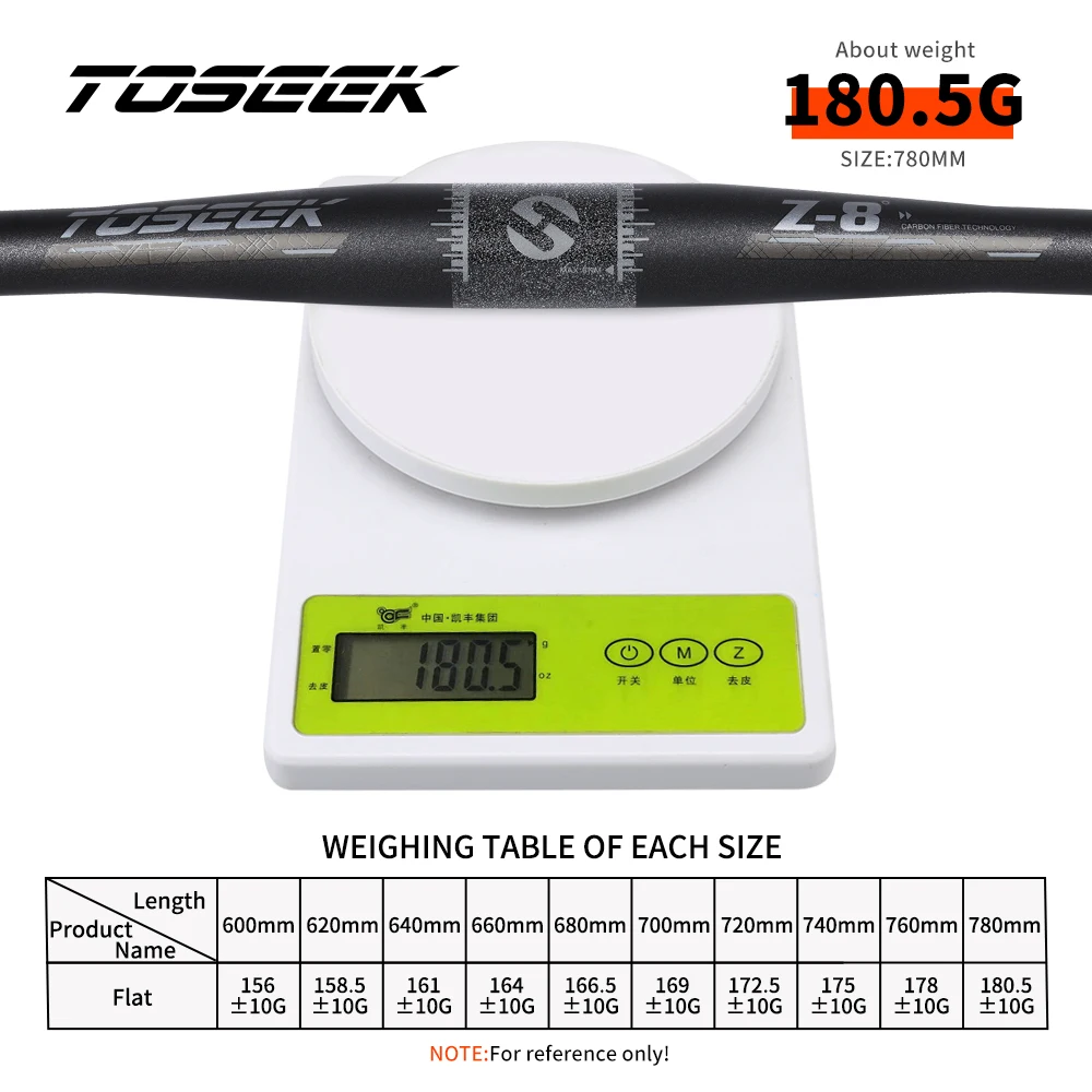 TOSEEK-Mtb 카본 자전거 핸들 바 8 도 31.8x600-720/740/760mm, 자전거 액세서리 매트 블랙 핸들 바