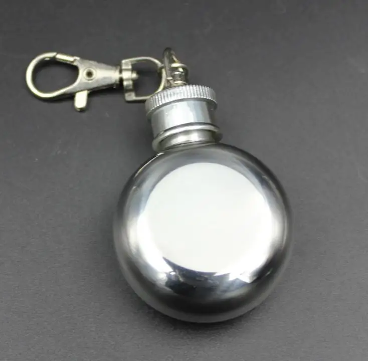 

1oz 28ml Mini Stainless Steel Round Hip Flask with Keychain Liquor Alcohol Whiskey Wine Pot Small Flasks Drinkware SN1467