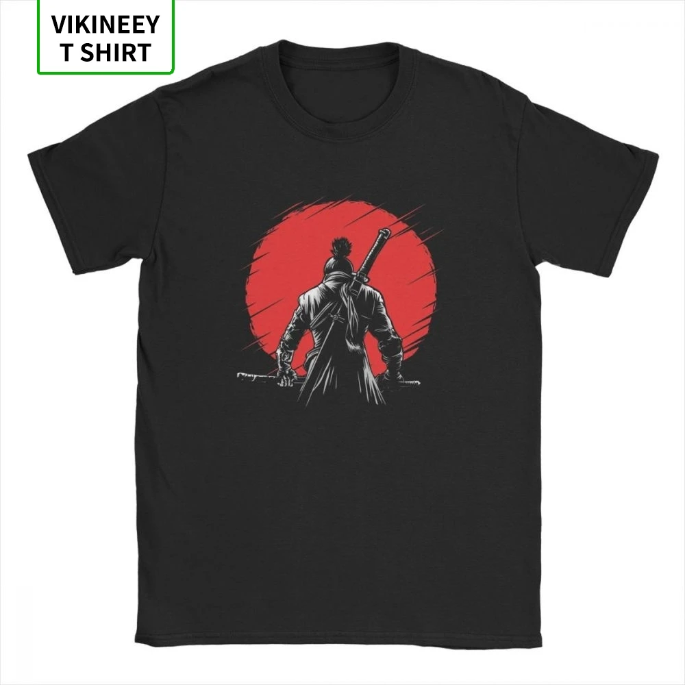 One-armed Wolf Red Sun Sekiro Shadows Die Twice T-Shirt Men 100% Cotton T Shirt Samurai Game Japanese Short Sleeve Tee Shirt