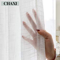 CHAXI Modern Window Tulle Curtains for Living Room Modern Organza Voile Simple Sheer Curtains for Bedroom Blinds Kitchen Panel