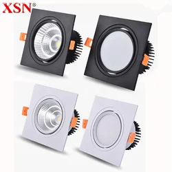 Square Dimmable Recessed COB LED Downlights 7W 9W 12W 15W 18W LED Ceiling Spot Lights AC85-265V Warm Cold White Indoor Lighting