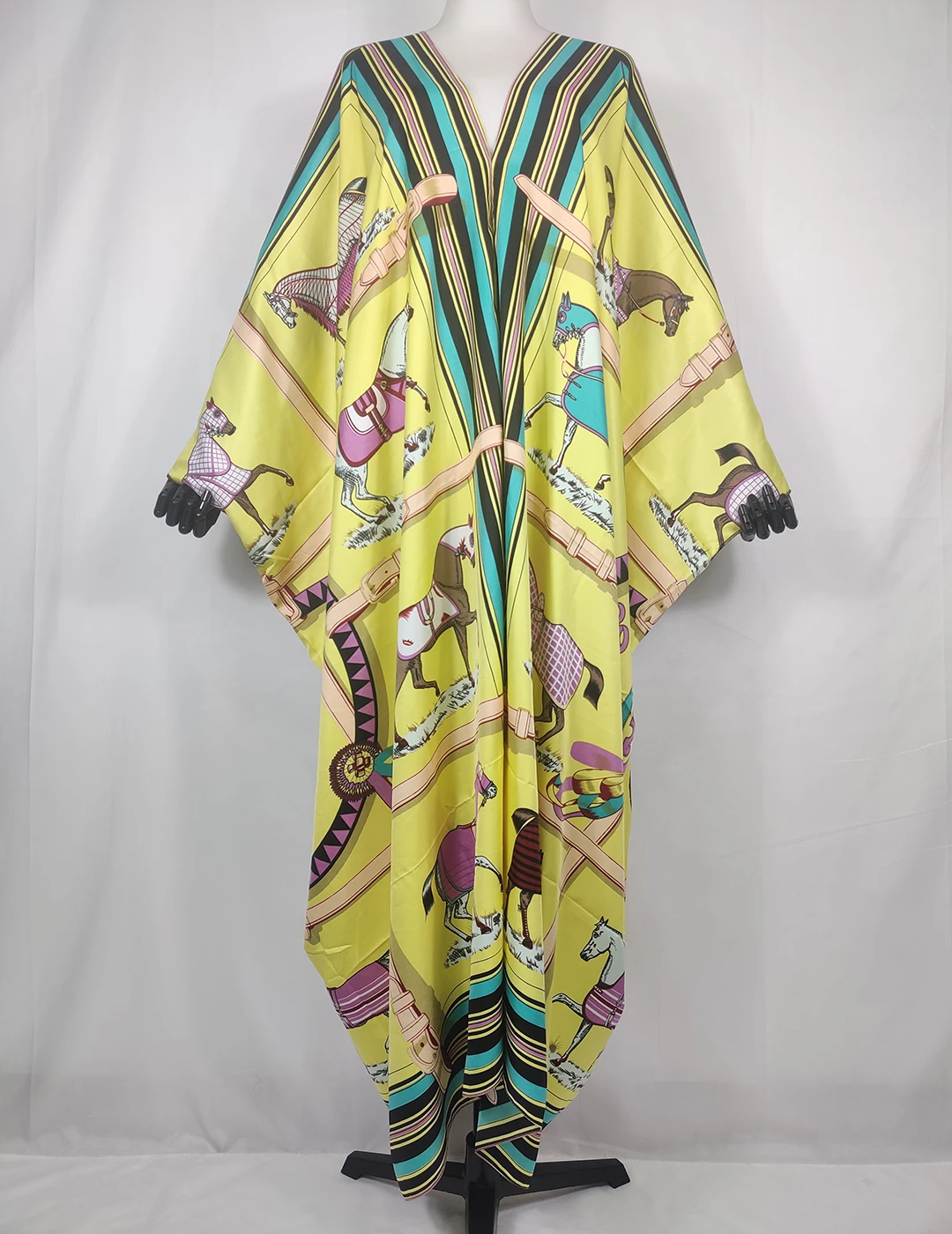 African fashion Designer Twill Silk Animal Printed Swimwear Kaftan Dress Oversized Europe Blogger Streetwear Muslim Lady Abaya