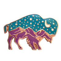 Starry night bison brooch pin This adventurous buffalo is ready to explore with you!