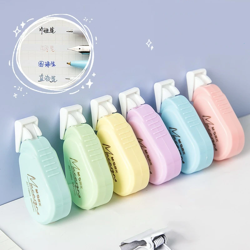 6pcs Mini Correction Tapes Set Macarons Graytone Color Design PET Corrective Tape 5mm*6m for Correcting Office School A6667