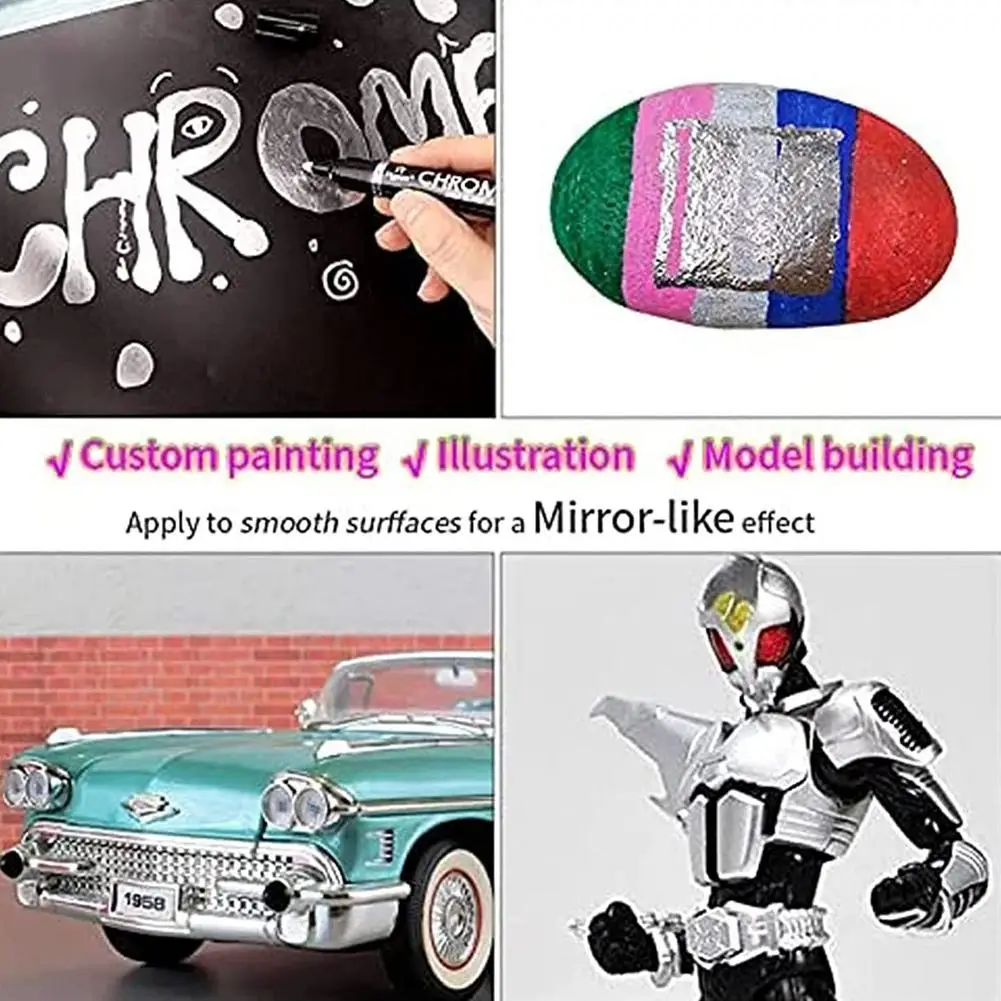 Bạc Nghệ Thuật Lỏng Gương Chrome Bút Dạ, Glisten Chất Lỏng Bút Đánh Dấu Tự Làm Nổi Bật Bút Cho Thủy Tinh Kim Loại Gỗ Đá Nhựa