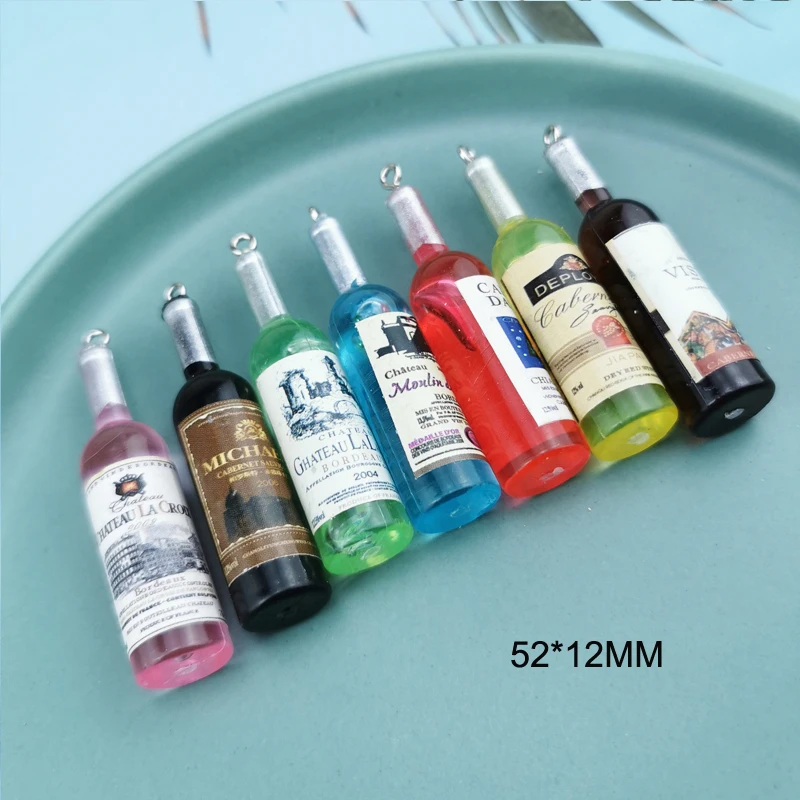 10pcs Beer Wine Bottle Pendant Resin Earring Charms Pendant For Earring Keychain Necklace Pendant Jewelry Findings Phone Charm