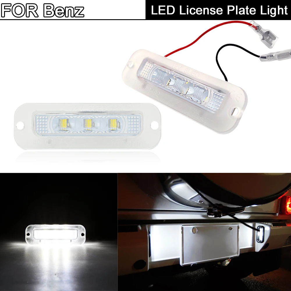 LED License Plate Lights For Mercedes Benz W463 12V Number Plate Lamp G-Class G550 G55 G500 1990-2012