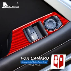 Real Red Carbon Fiber for Chevrolet Camaro 2016 2017 2018 2019 Accessories Car Window Lift Switch Button Panel Cover Sticker