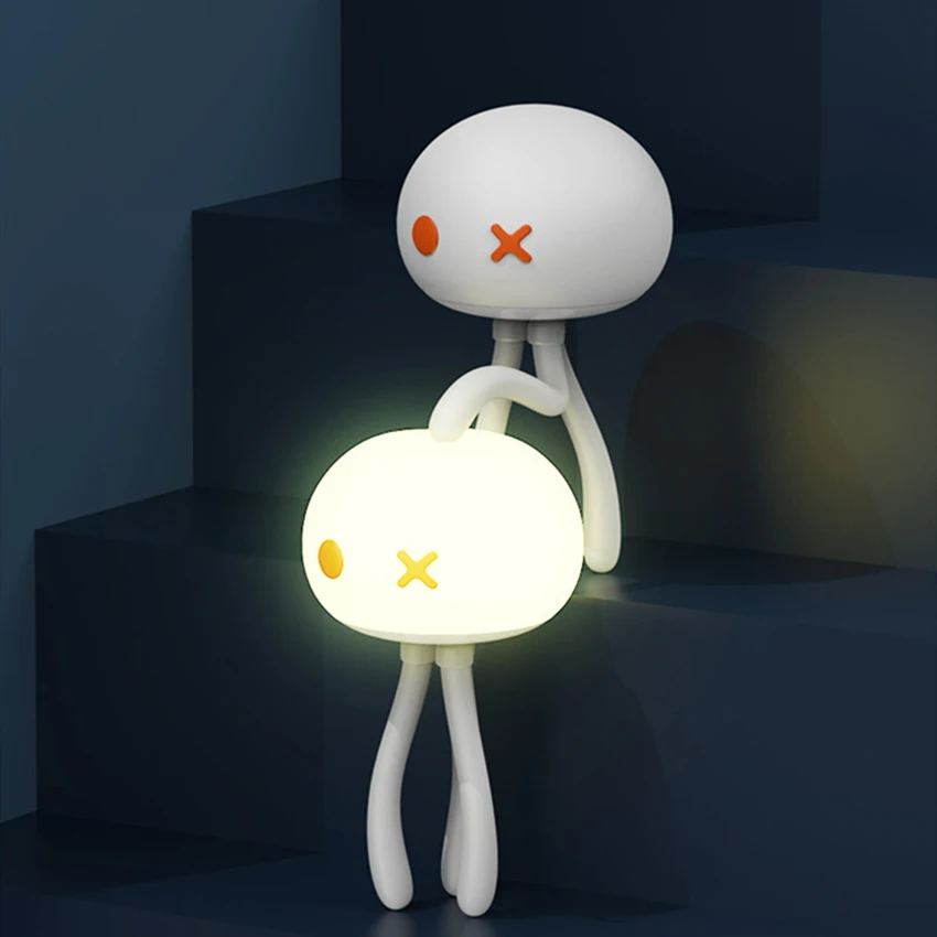 Luce notturna per bambini meduse, lampade in Silicone con controllo del rubinetto luce morbida per vivaio con staffa, batteria da 1200mah, 3 colori chiari, dimmerabile