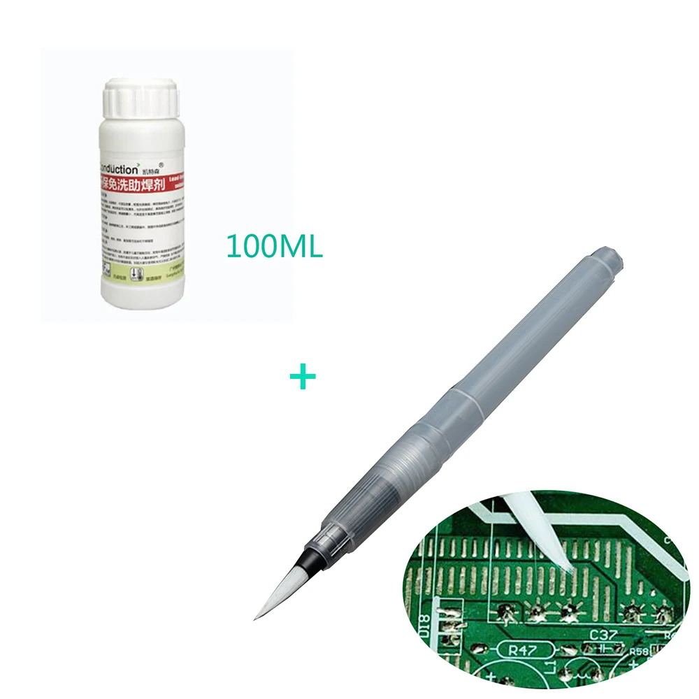 

Can be added Flux Paste Solder Paste Brush Tip Cleaning-free Welding Pen BGA PCB Soldering Solder Tool Rosin+100ML Flux