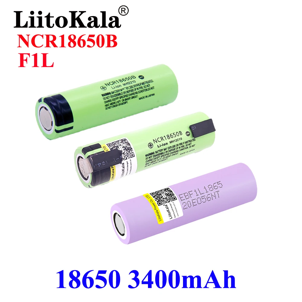 LiitoKala 100% nowy oryginalny NCR18650B F1L 3.7 v 3400 mah 18650 akumulator litowy do baterii latarki + DIY nikiel