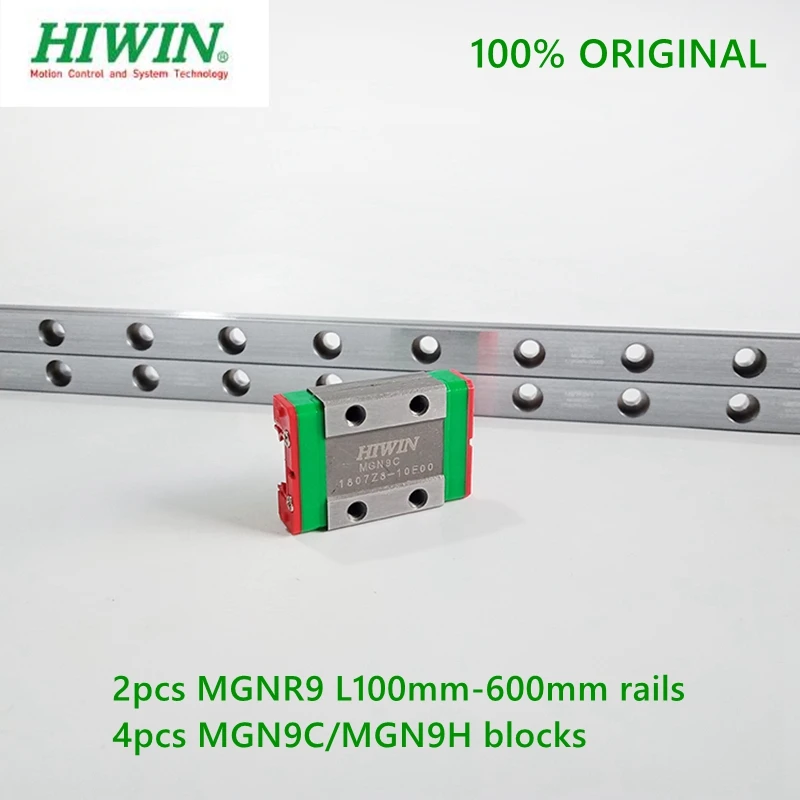 2pcs Original Hiwin rail MGNR9 -L 100 - 550mm + 4pcs MGN9C / MGN9H blocks