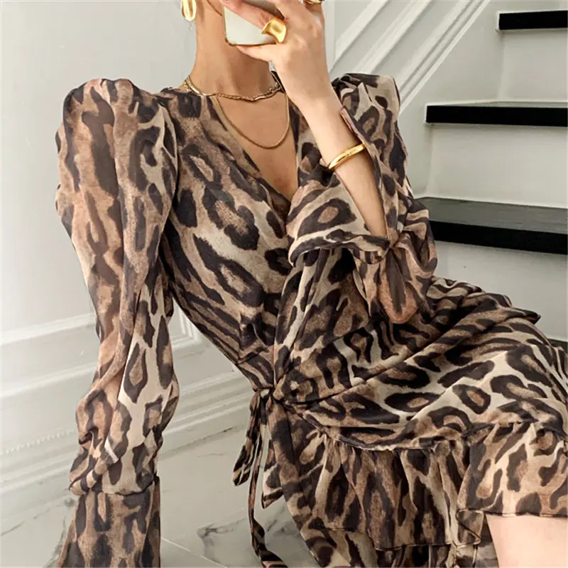 Alien Kitty Retro Chic Sexy Slim Leopard Female Animal Printed High Waist 2021 Dresses Streetwear Summer Office Lady Vestidos