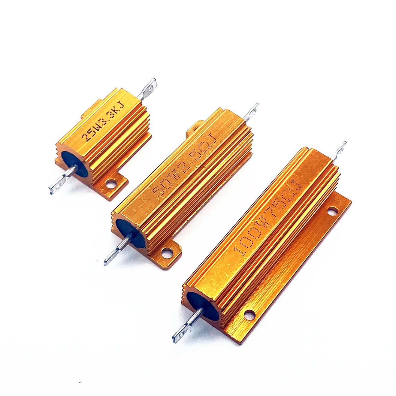 2 Pcs 25W 50W 100W Aluminum High Power Metal Case Wirewound Fixed Resistors 0.01 - 10K Ohm Dummy Load Wire Wound Resistance 1K