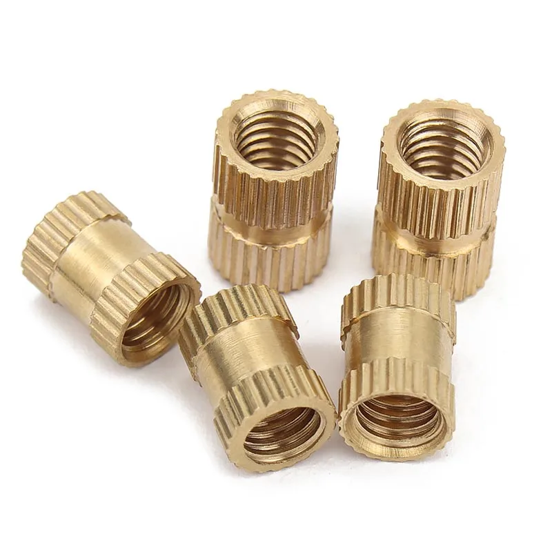 10/50Ps Solid Brass Pure Copper Metric Thread Injection Molding Knurl Insert Nut M2 M2.5 M3 M4 M5 M6 M8 M10 Nutsert Embedded Nut